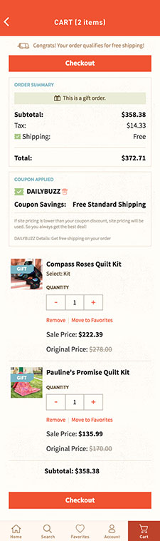 Craftsy Cart/Checkout iPhone
