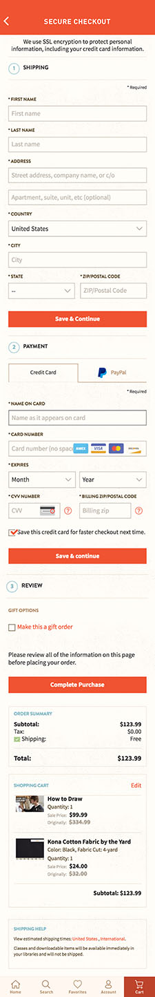 Craftsy Cart/Checkout iPhone